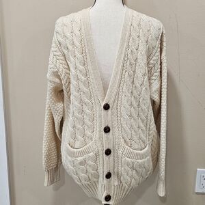 mackinnon of scotland  vintage wool cable knit Cream buttons cardigan Sweater